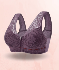 Alternative view of Leaf Lace Bra Wireless Front Zipper Bra Plus Size For Women