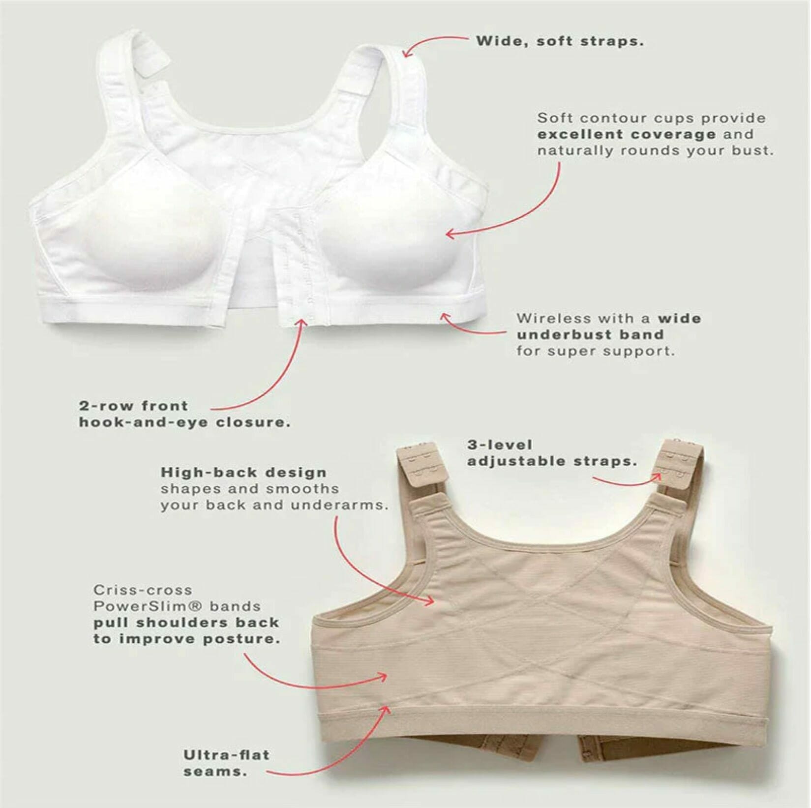 Posture Support Corrector Support Boost Bra Front Closure Bra Plus Size For Women - Image 13