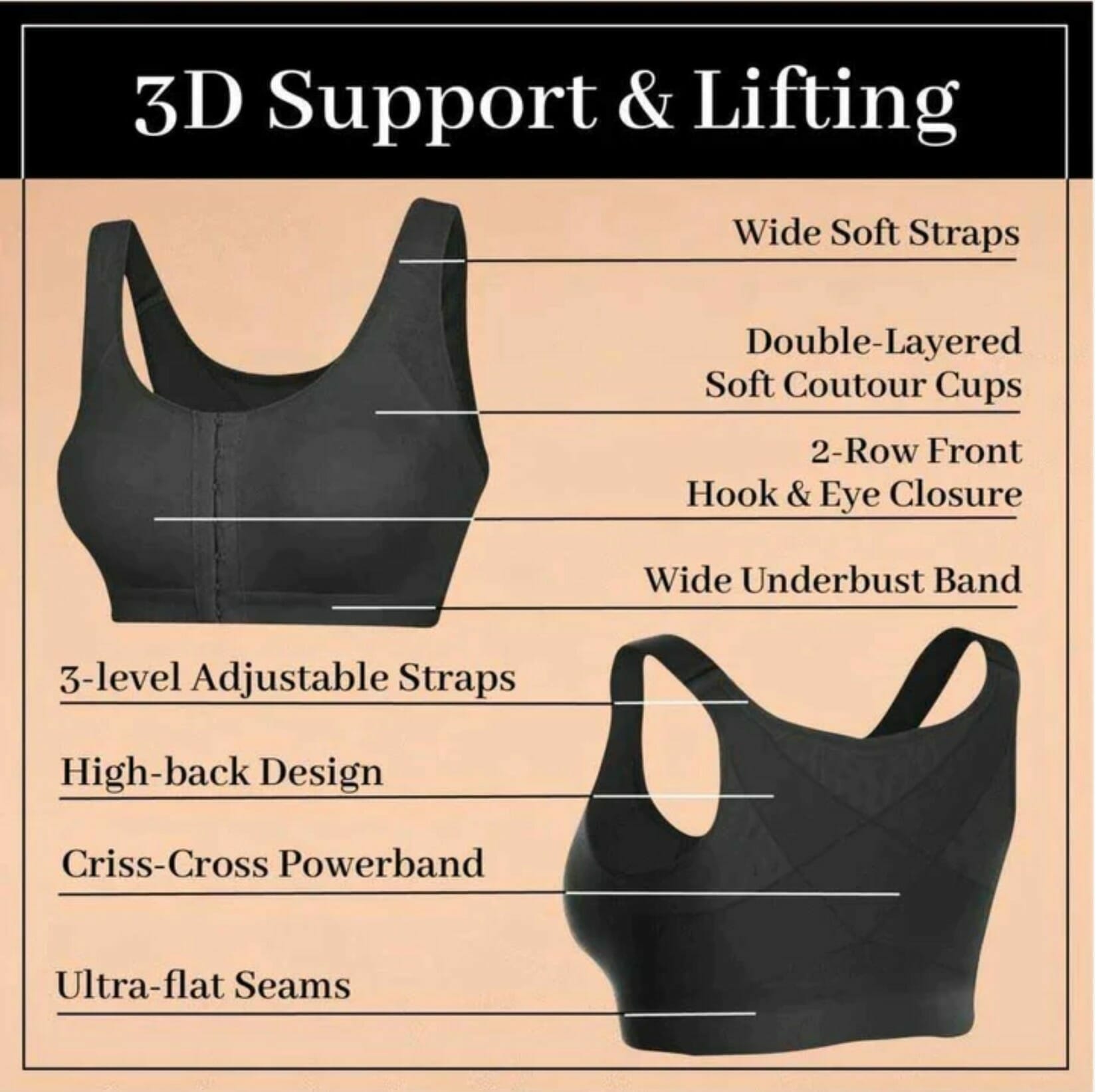 Posture Support Corrector Support Boost Bra Front Closure Bra Plus Size For Women - Image 18