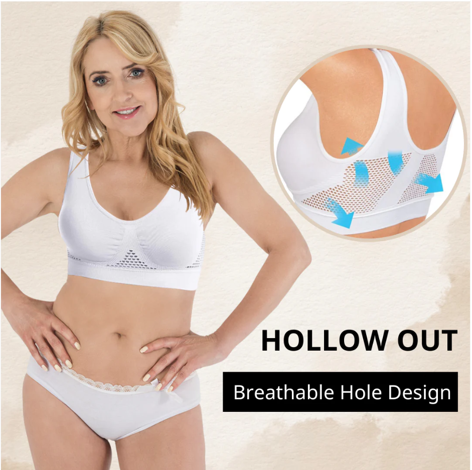 Mesh Breathable Cool Liftup Air Sports Bra Seamless Wireless Bra Large Size For Women - Image 4
