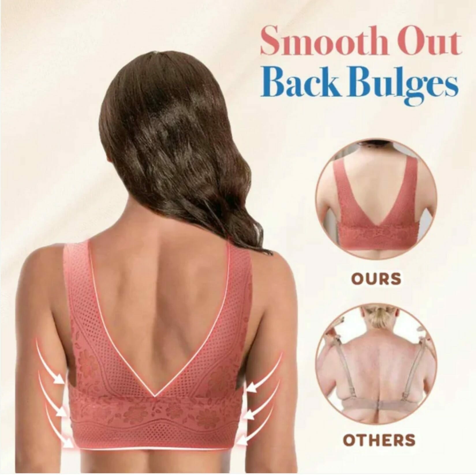 Hide Back Fat Breathable Thin Bra Beautiful Floral Lace Seamless Cut Out Bra - Image 3