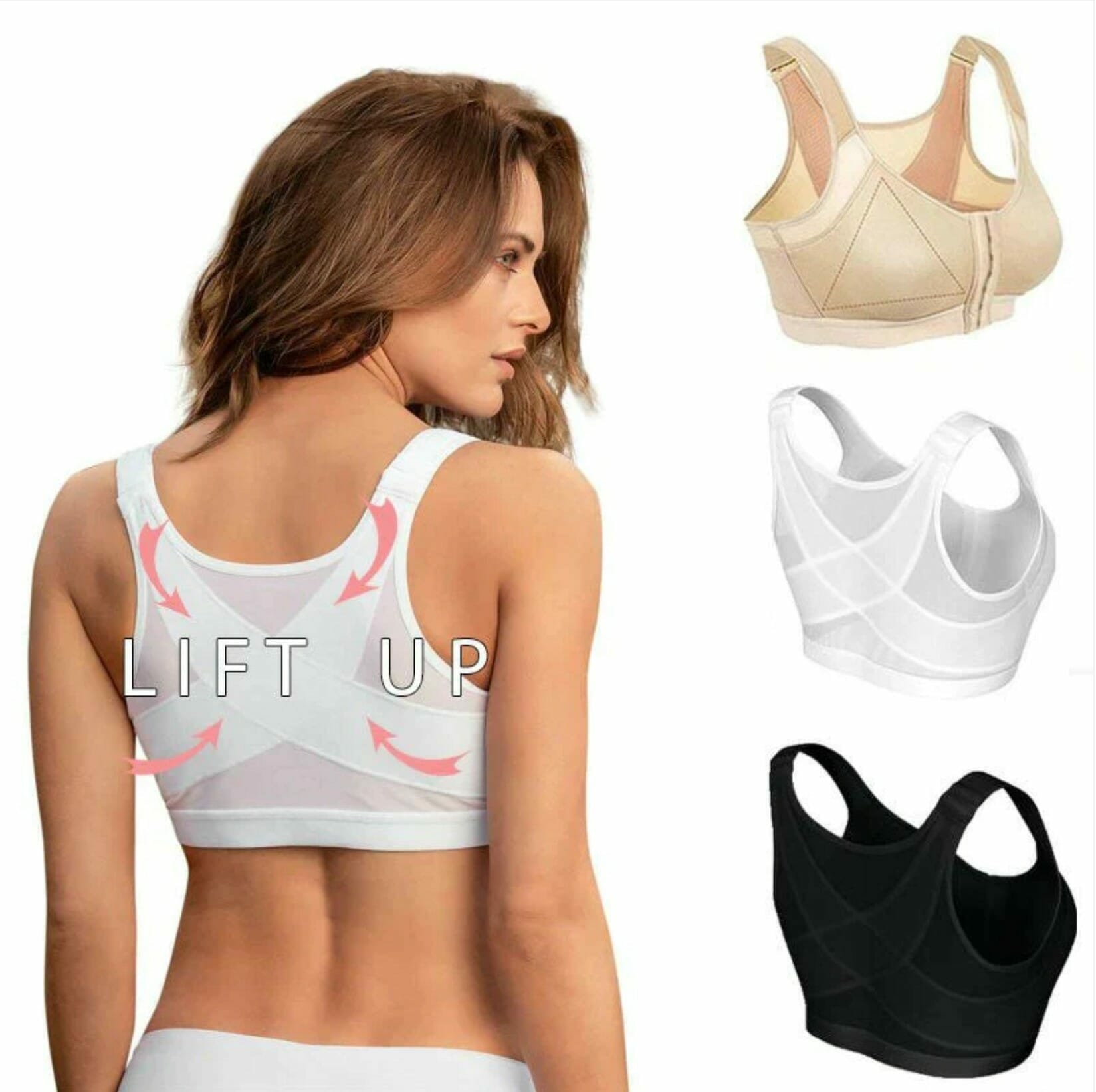 Posture Support Corrector Support Boost Bra Front Closure Bra Plus Size For Women - Image 4