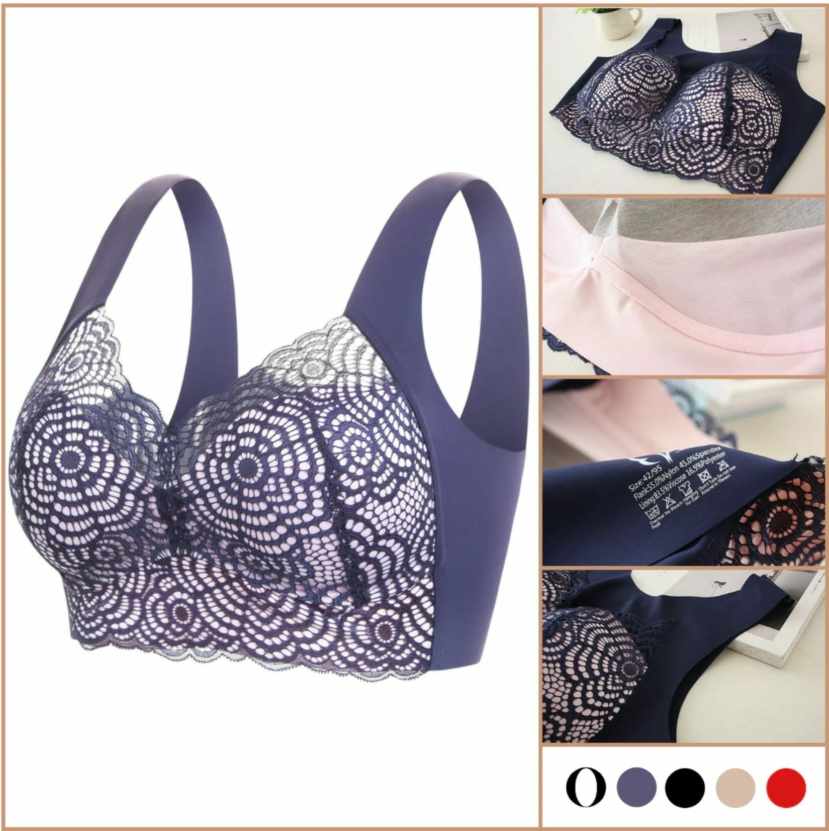Ultimate Extra Lift Stretch Full-Figure Seamless Lace Cut Bra - Image 39