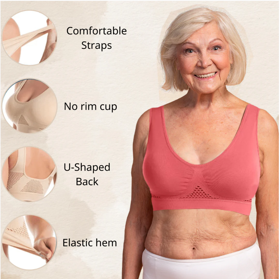 Mesh Breathable Cool Liftup Air Sports Bra Seamless Wireless Bra Large Size For Women - Image 5