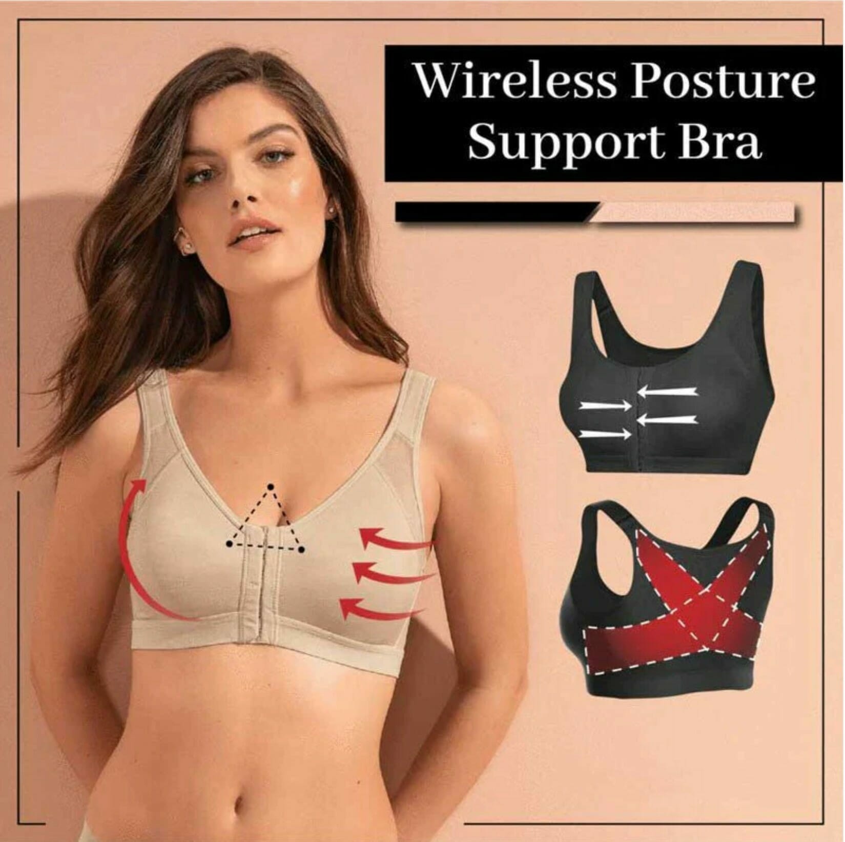 Posture Support Corrector Support Boost Bra Front Closure Bra Plus Size For Women - Image 5