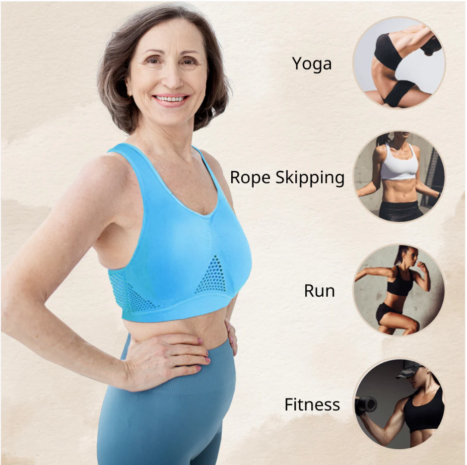 Mesh Breathable Cool Liftup Air Sports Bra Seamless Wireless Bra Large Size For Women - Image 7