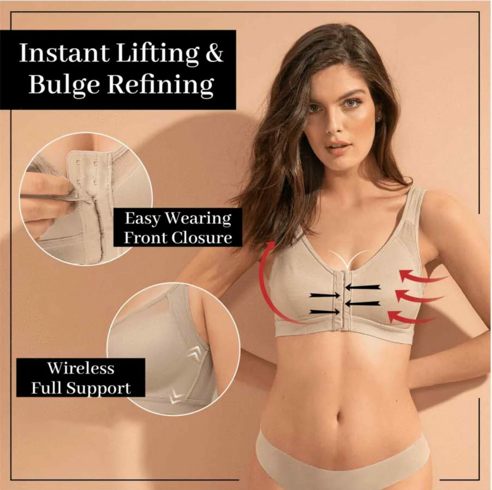 Posture Support Corrector Support Boost Bra Front Closure Bra Plus Size For Women - Image 7