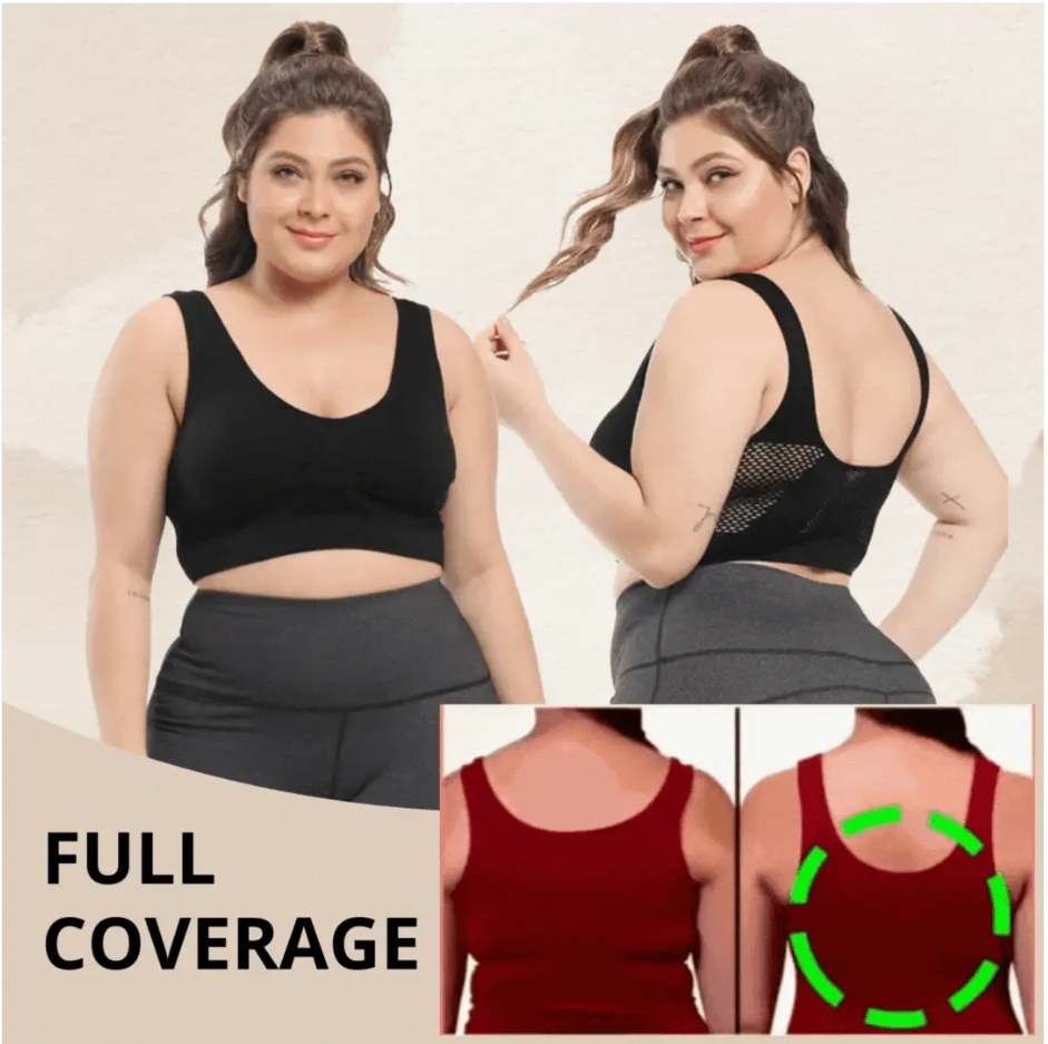 Mesh Breathable Cool Liftup Air Sports Bra Seamless Wireless Bra Large Size For Women - Image 8