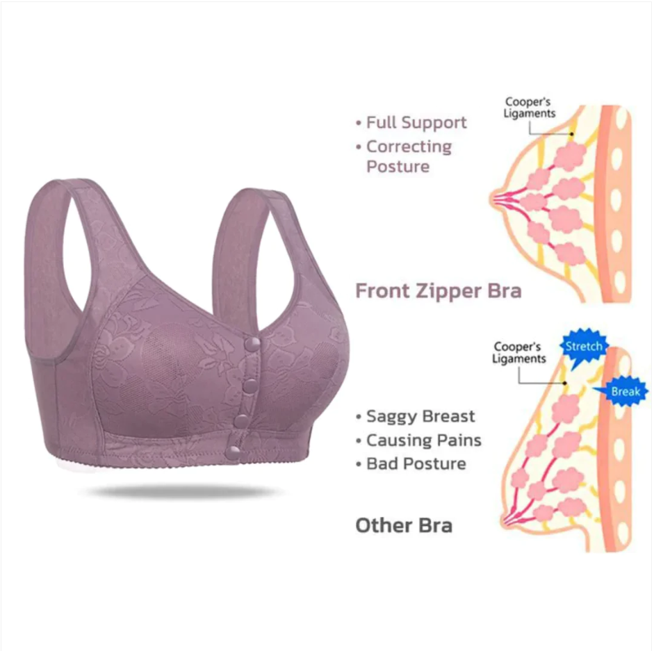 Rosette Bra Wireless Front Button Bra Large Size For Women - Image 8