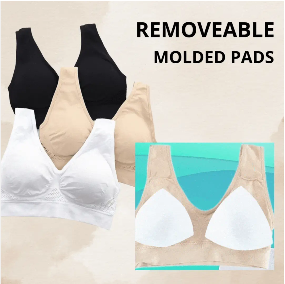 Mesh Breathable Cool Liftup Air Sports Bra Seamless Wireless Bra Large Size For Women - Image 9