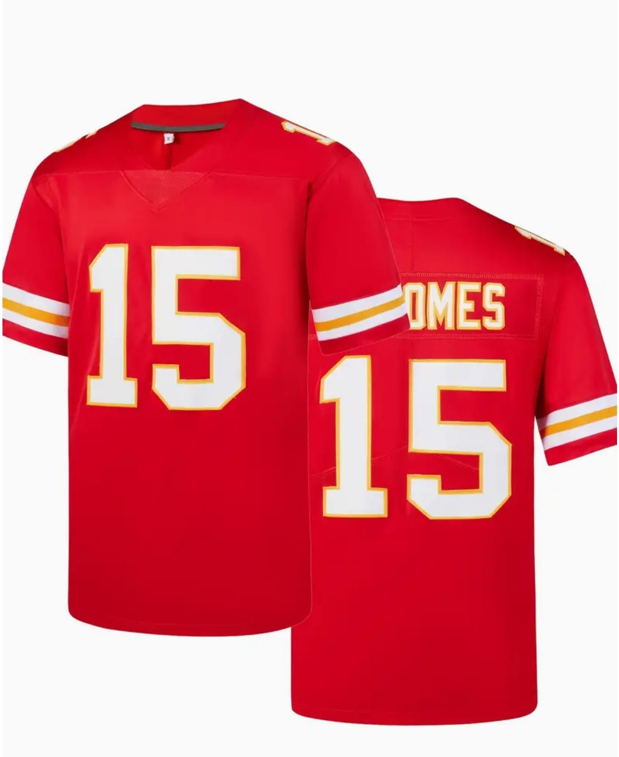 Solid Number 15 Breathable Rugby Jersey, Active V Neck Short Sleeve Uniform American Football Shirt For Training Competition Party