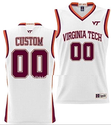 Custom Virginia Tech Hokies Jersey Name and Number College Basketball NIL Pick-A-Player White