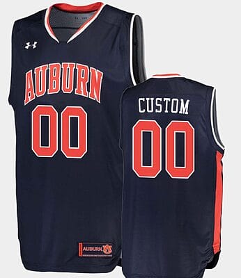 Custom Auburn Tigers Jersey Name and Number College Basketball Navy Road