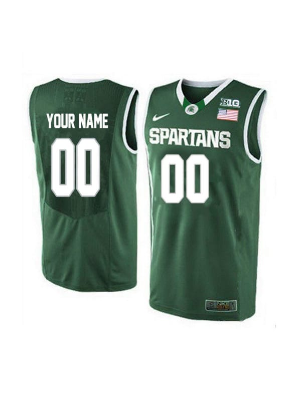 Custom Michigan State Spartans Jersey College Basketball Name and Number Elite Home Green
