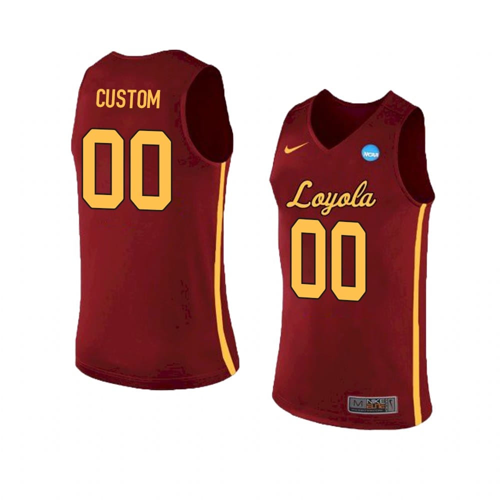 Custom Loyola Chicago Ramblers Jersey College Name and Number Red