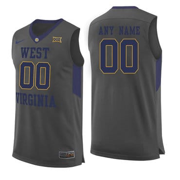 Custom West Virginia Mountaineers Jersey College Basketball Name and Number Gray