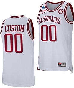 Custom Arkansas Razorbacks Jersey 2023 NCAA March Madness College Basketball White