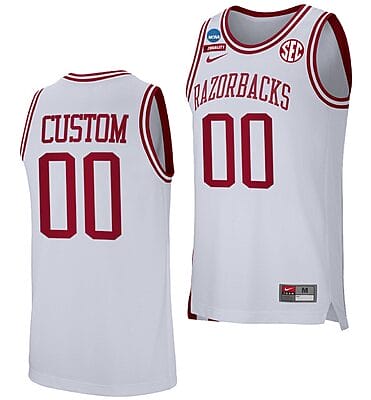 Custom Arkansas Razorbacks Jersey 2023 NCAA March Madness College Basketball White