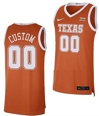 Custom Texas Longhorns Jersey College Basketball Orange Limited