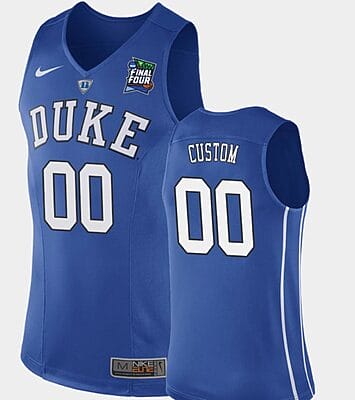 Custom Duke Blue Devils Jersey Final Four College Basketball Blue