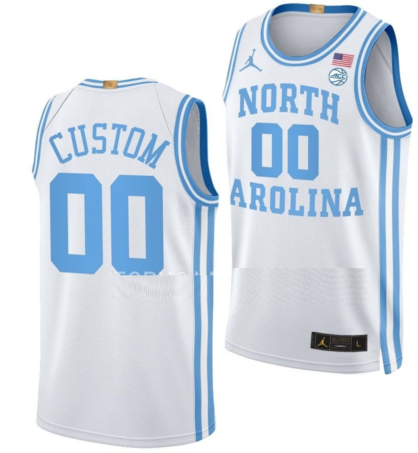 Custom North Carolina Jersey Name and Number Tar Heels College Basketball White Throwback