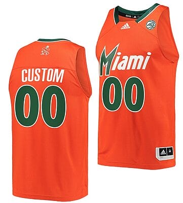 Custom Miami Hurricanes Jersey College Basketball Reverse Retro Orange