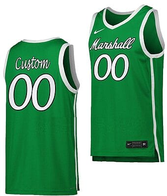 Custom Marshall Thundering Herd Jersey Name and Number College Basketball Green