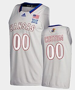 Custom Kansas Jayhawks Jersey Name, Number College Basketball Gray