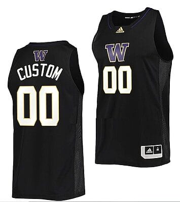 Custom Washington Huskies College Basketball Name and Number Elite Black