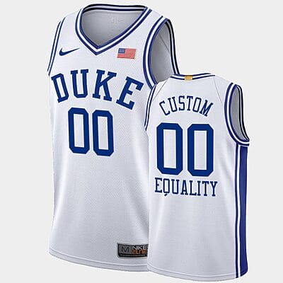 Custom Duke Blue Devils Jersey Name and Number Equality College Basketball White