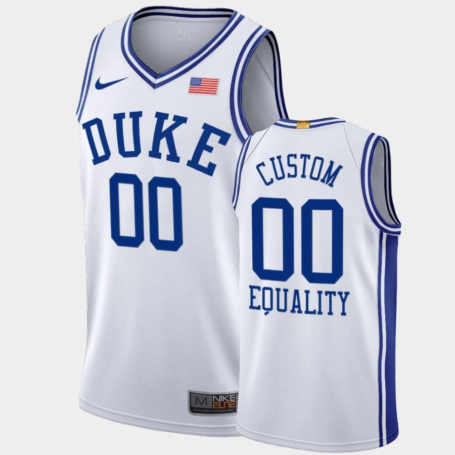 Custom Duke Blue Devils Jersey Name and Number Equality College Basketball White