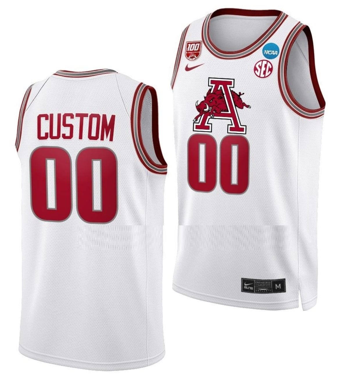 Custom Arkansas Razorbacks Jersey 2023 NCAA March Madness Basketball White
