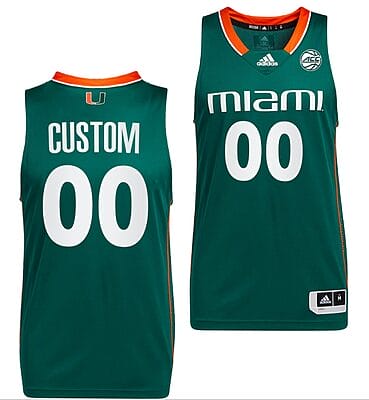 Custom Miami Hurricanes Jersey College Basketball ACC Green