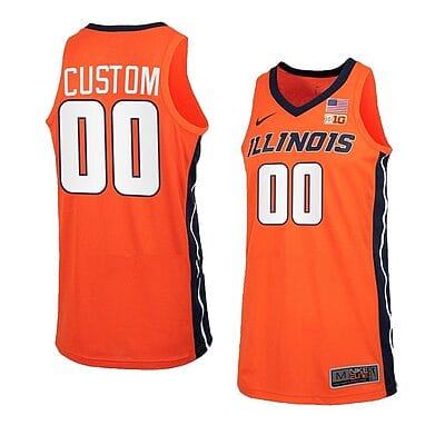 Custom Illinois Fighting Illini Basketball Jersey College Name and Number Orange Black