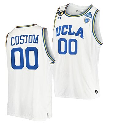 Custom UCLA Bruins Jersey Name and Number College Basketball 2021 March Madness PAC-12 White Stand Together Jersey Honor John R. Wooden
