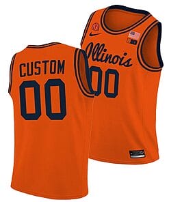 Custom Illinois Fighting Illini Jersey Name and Number College Basketball Big10 Tournament Champions Orange Coach Lou Patch March Madness