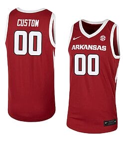 Custom Arkansas Razorbacks Basketball Jersey College Name and Number Team Cardinal