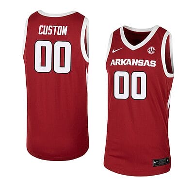 Custom Arkansas Razorbacks Basketball Jersey College Name and Number Team Cardinal