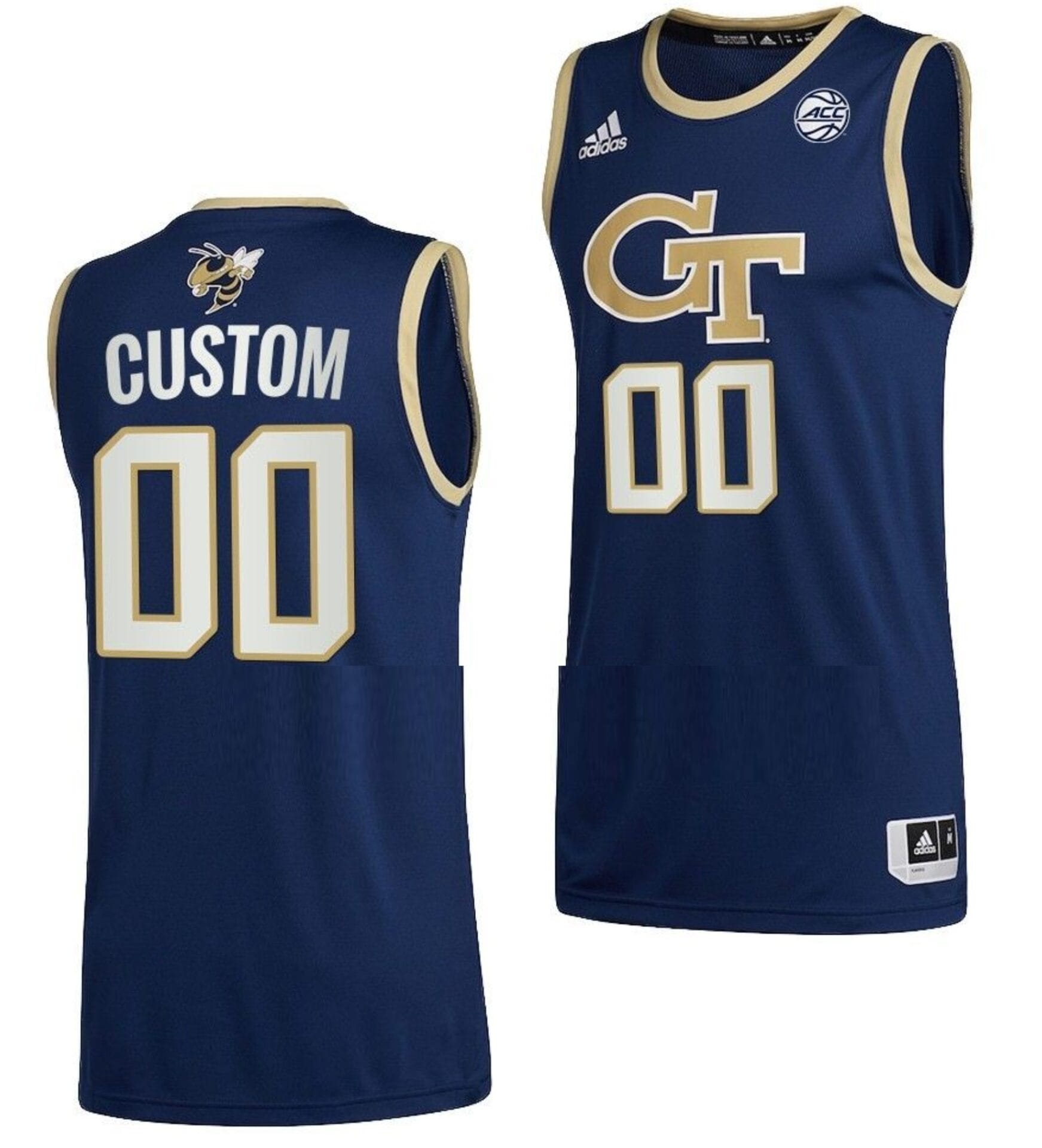Custom Georgia Tech Yellow Jackets Jersey Name and Number College Basketball Navy Swingman