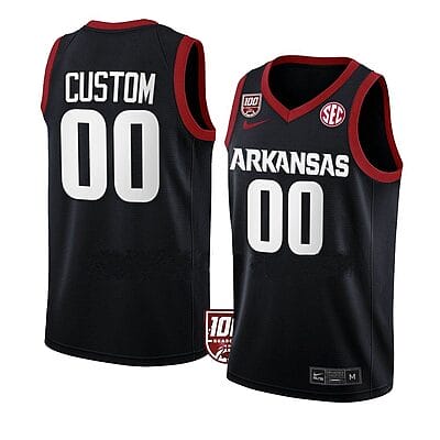 Custom Arkansas Razorbacks Basketball Jersey College Name and Number Team Black