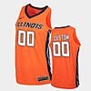 Custom Illinois Fighting Illini Jersey Name and Number College Basketball Orange
