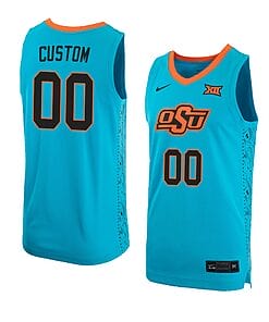 Custom Oklahoma State Cowboys Basketball Jersey College Name and Number Turquoise