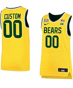 Custom Baylor Bear Basketball Jersey College Name and Number Yellow