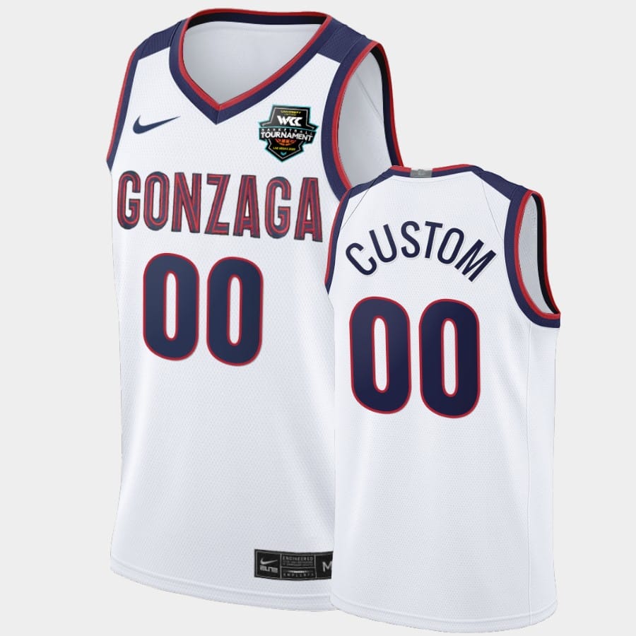 Custom Gonzaga Bulldogs Jersey Name, Number College Basketball Wcc Patch White
