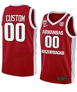 Custom Arkansas Razorbacks Basketball Jersey College Name and Number Red