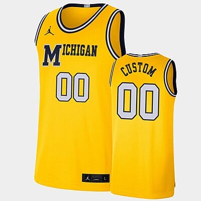 Custom Michigan Wolverines Jersey Name and Number College Basketball Maize Retro