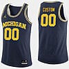 Custom Michigan Wolverines Jersey Name and Number College Basketball Navy