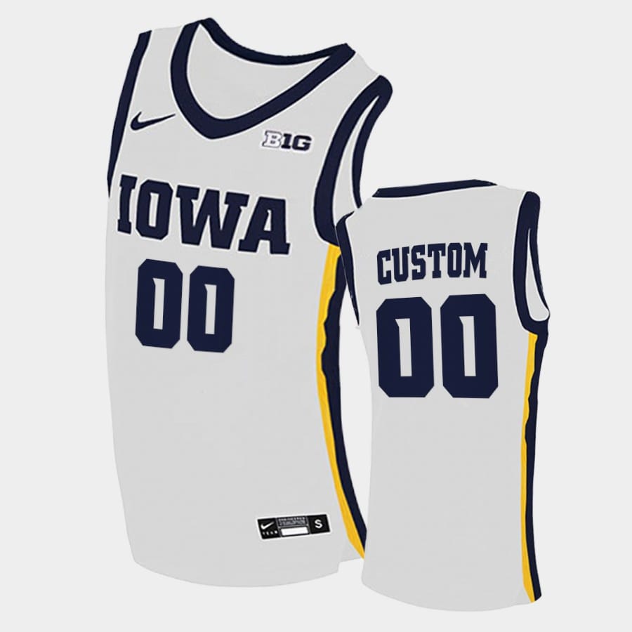 Custom Iowa Hawkeyes Jersey Name and Number College Basketball White