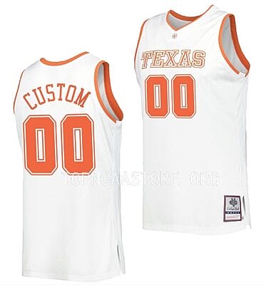 Custom Texas Longhorns Jersey College Basketball Throwback White