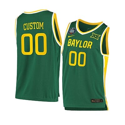 Custom Baylor Bear Basketball Jersey College Name and Number Green Final Four Patch